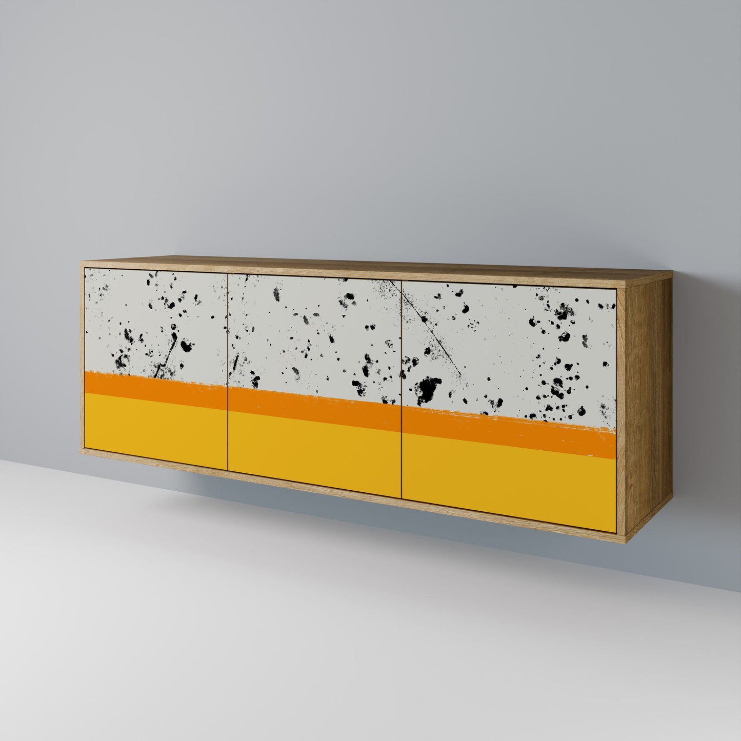 DYED BY ORANGE 3-Door Sideboard in Oak Effect