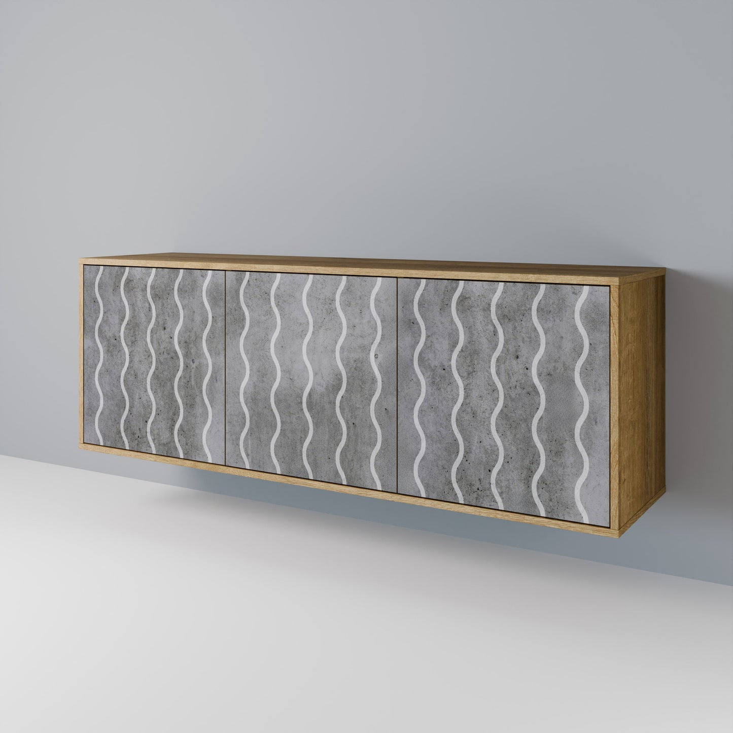 WAVES OF CONCRETE 3-Door Sideboard in Oak Effect