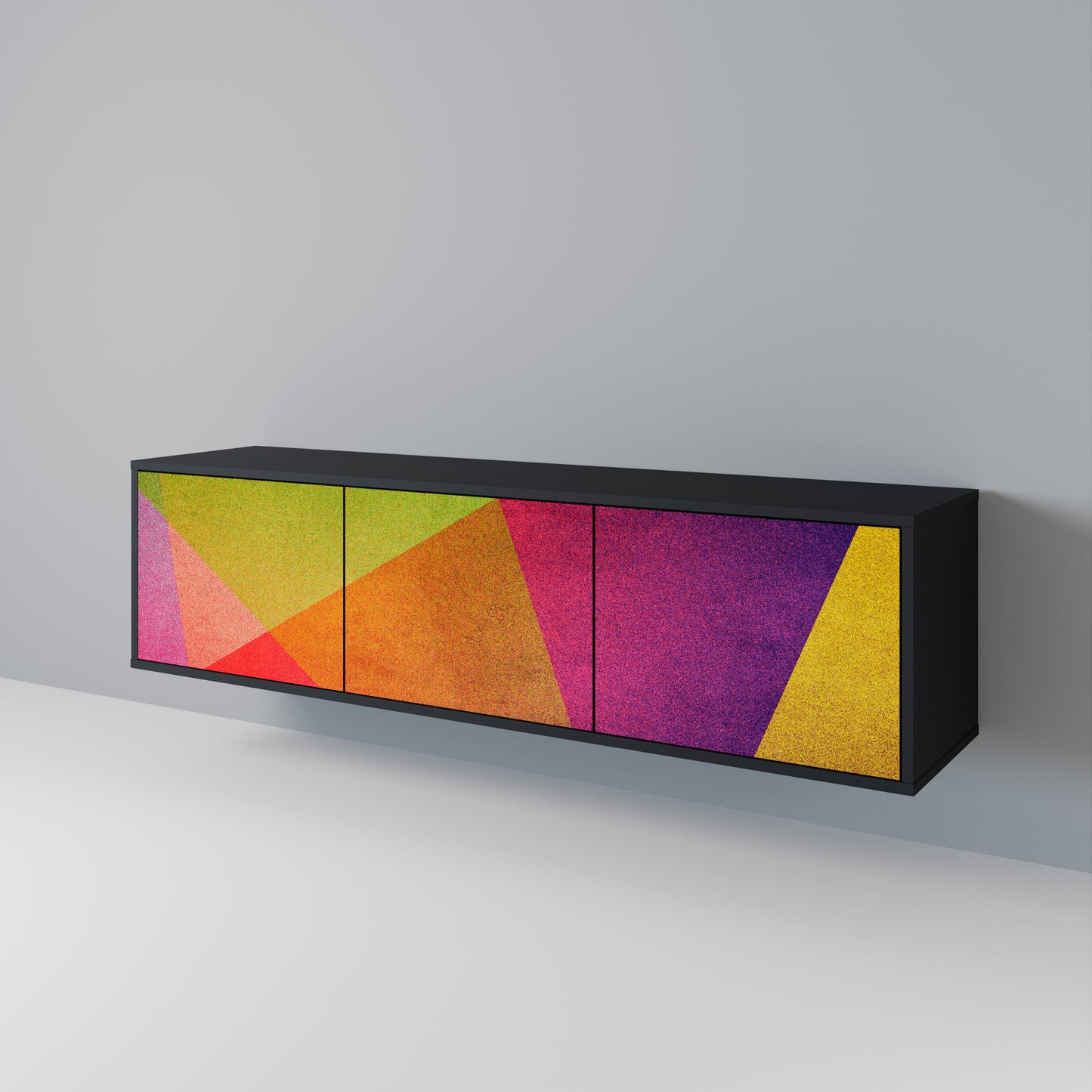 VIVID GEOMETRY 3-Door TV Stand in Black Finish