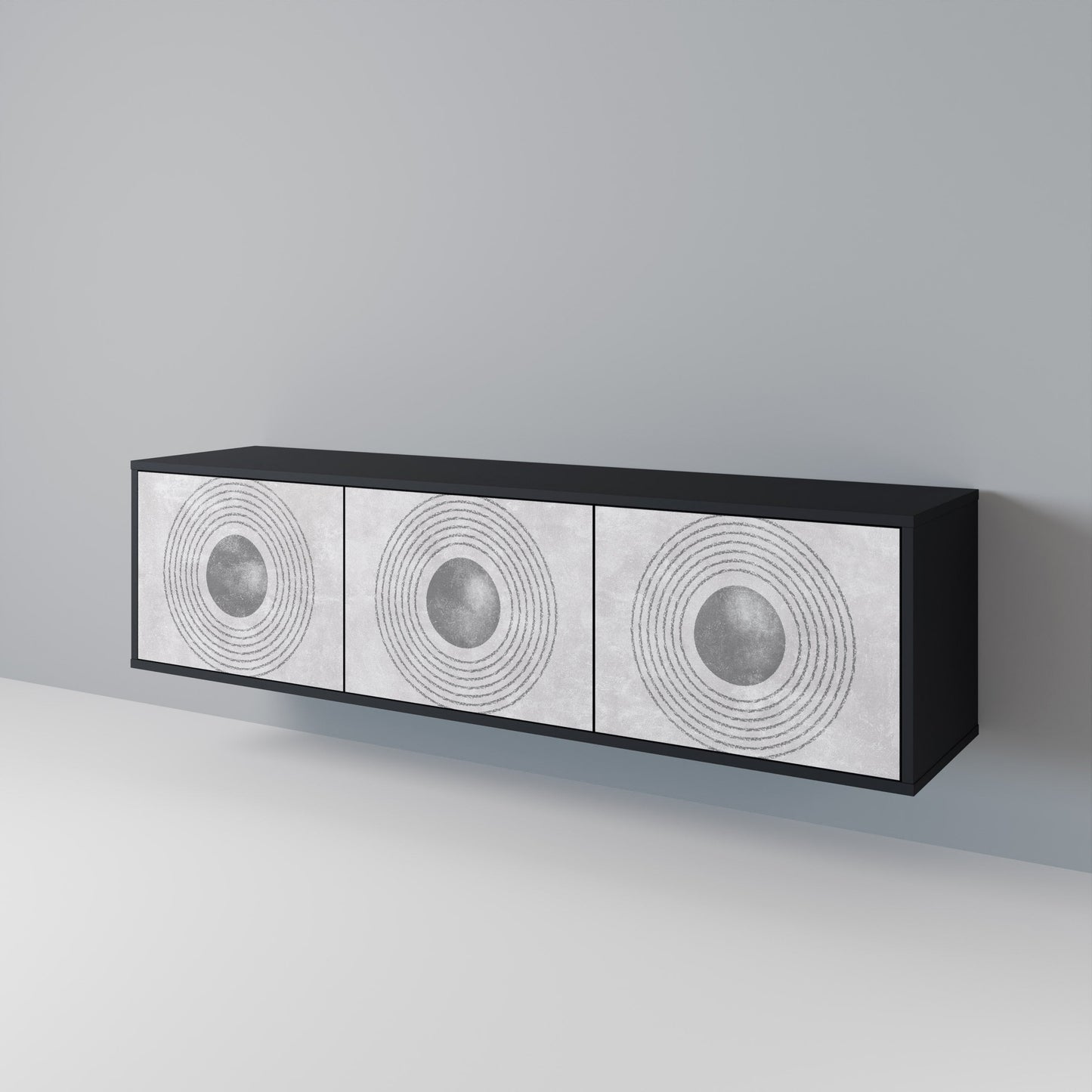 SOLID CIRCLES Mobile TV a 3 Ante in Finitura Nera