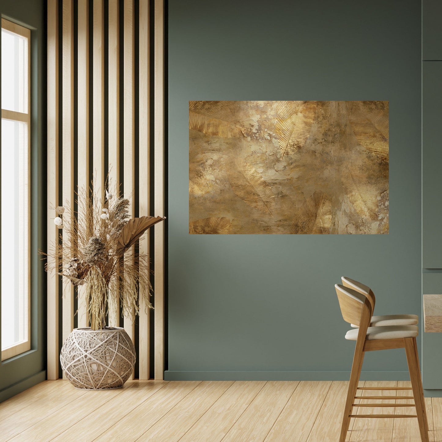 Poster orizzontale staccabile e attaccabile "CASCATA DI FOGLIE DORATE"