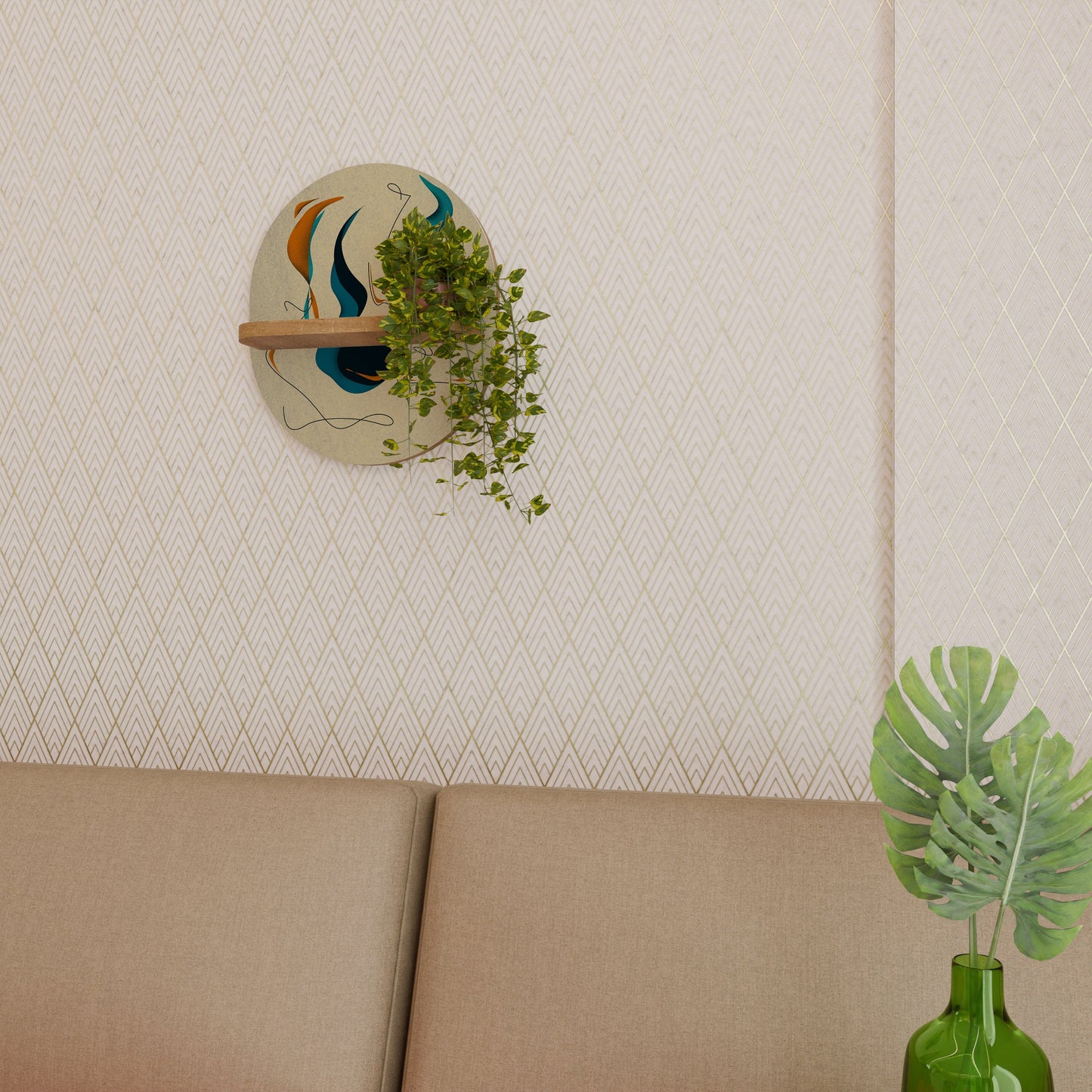 DREAMY DAZE Mensola Ovale Decorativa in Effetto Rovere