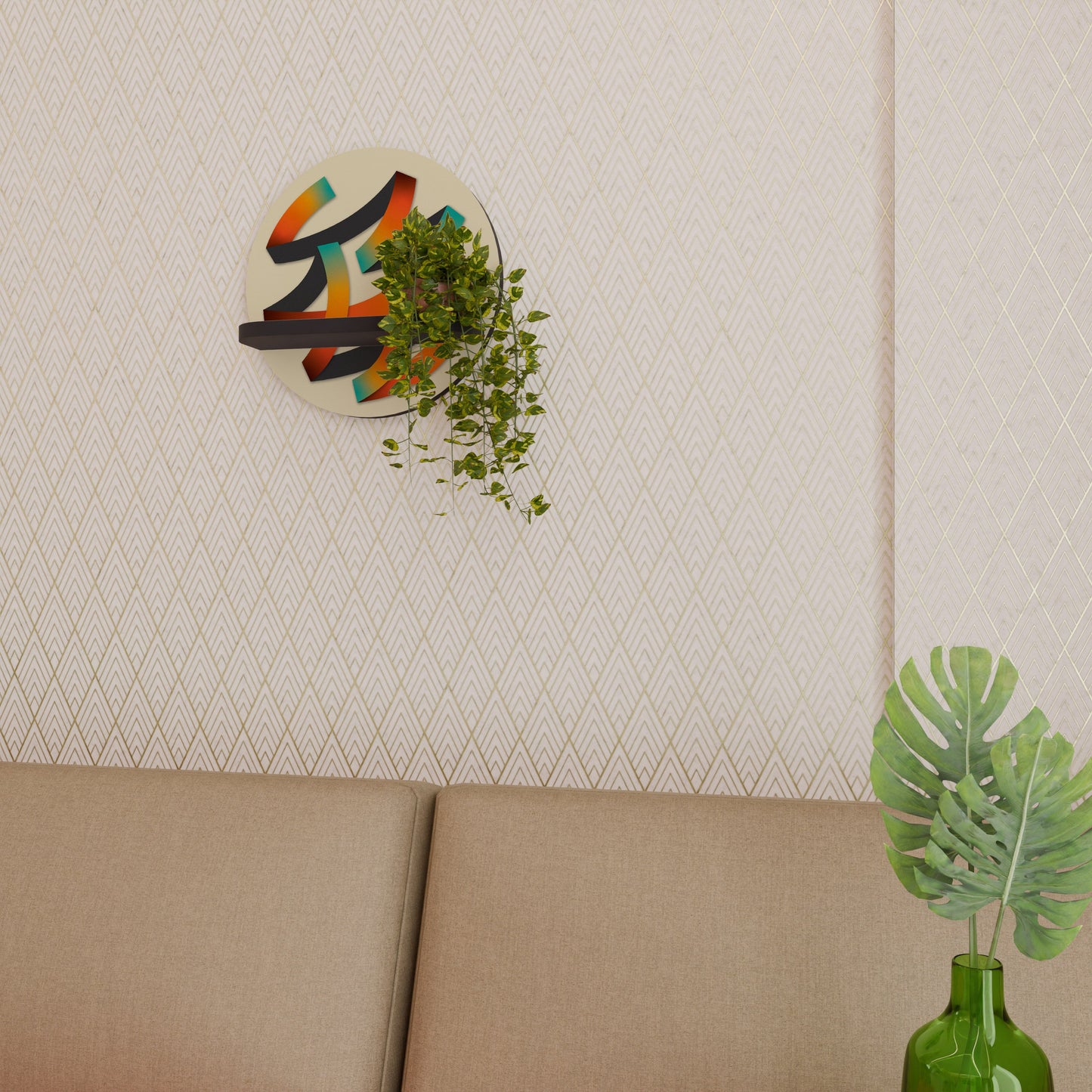 RIBBON REVERIE Mensola Rotonda Decorativa con Finitura Nera