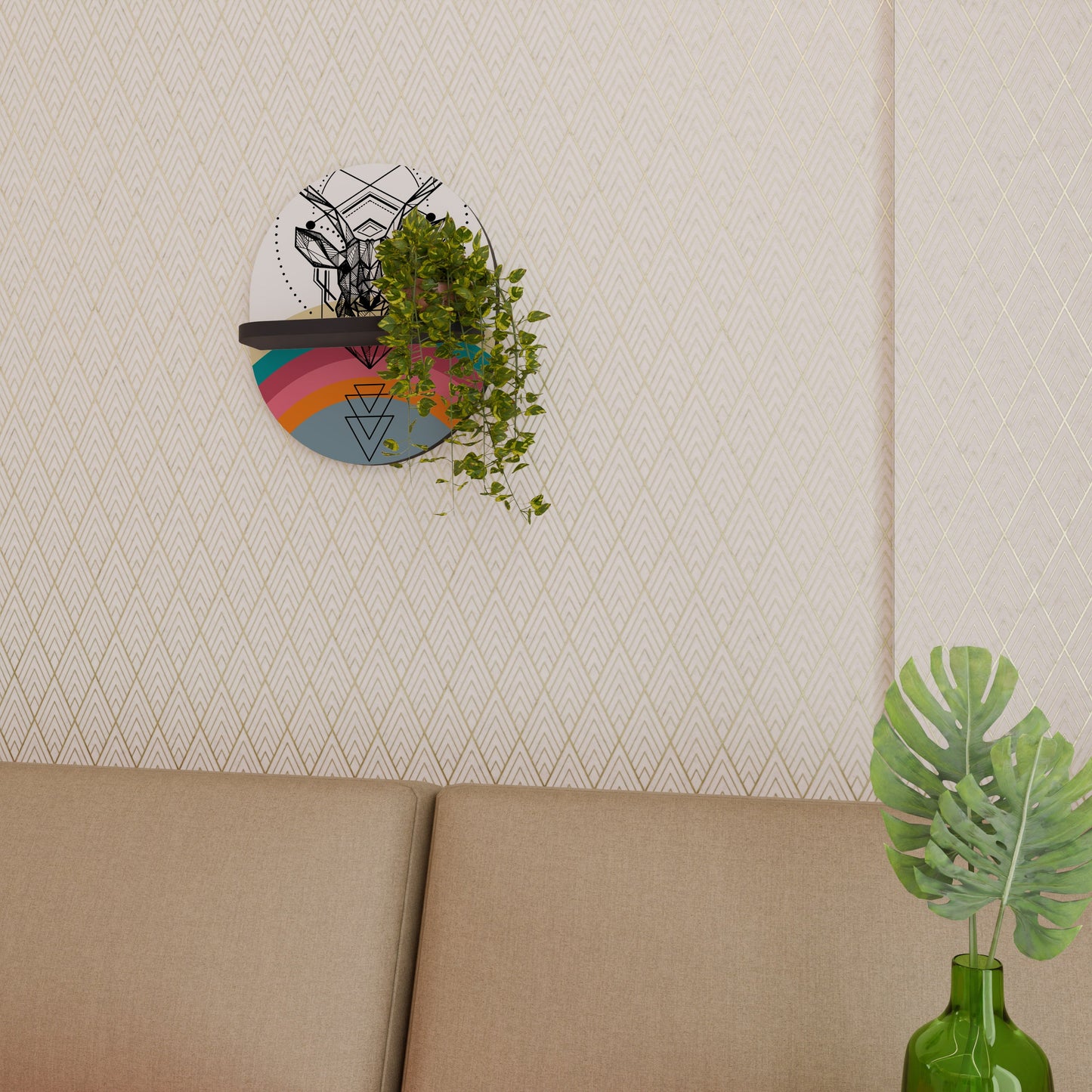 DEER OF COLOR Oval Art Shelf In Black Finish