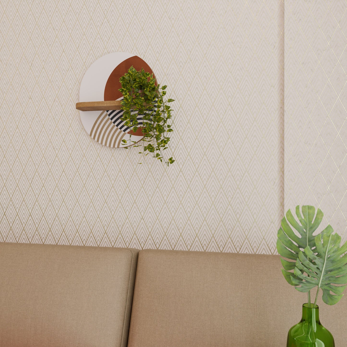 SPACE AROUND Mensola Ovale Decorativa in Effetto Rovere