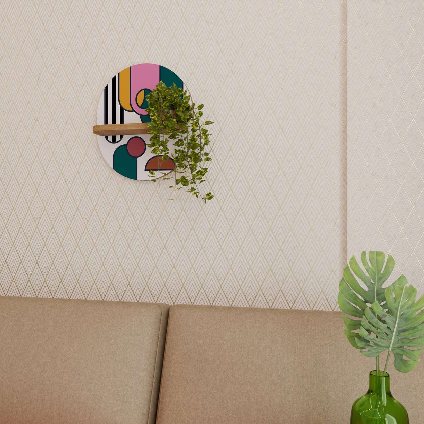 COOL STORY Oval Art Shelf In Oak Effect