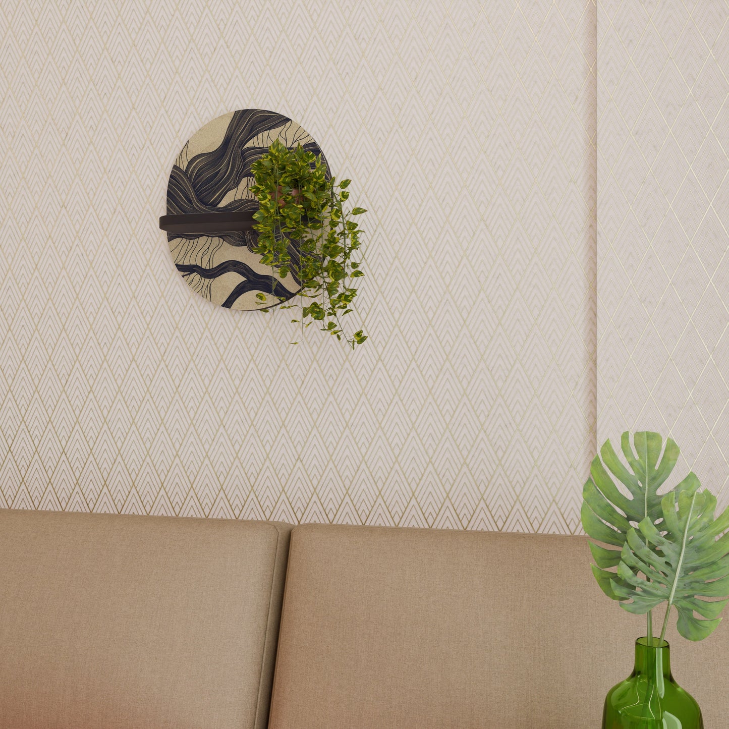 UNIFIED FRAGMENTS Mensola Ovale Decorativa con Finitura Nera