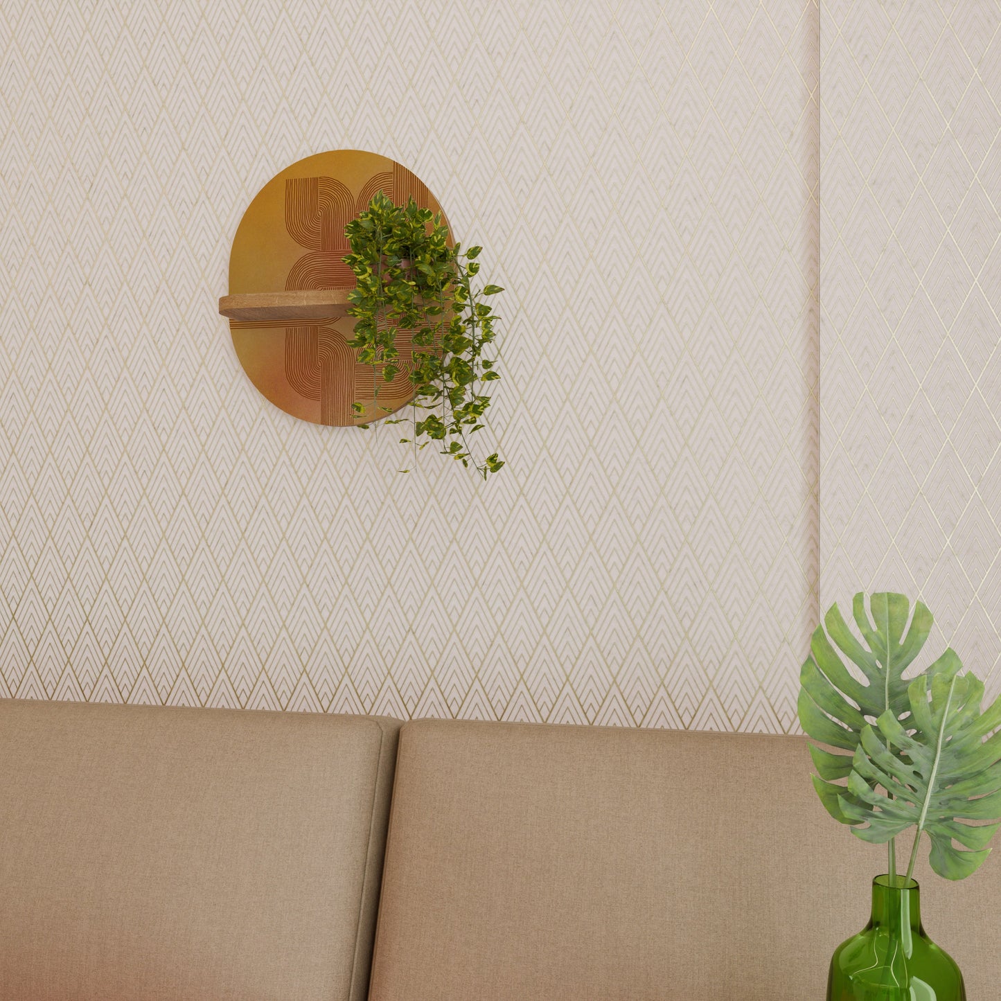 STRENGTHENING RELATION Oval Art Shelf In Oak Effect