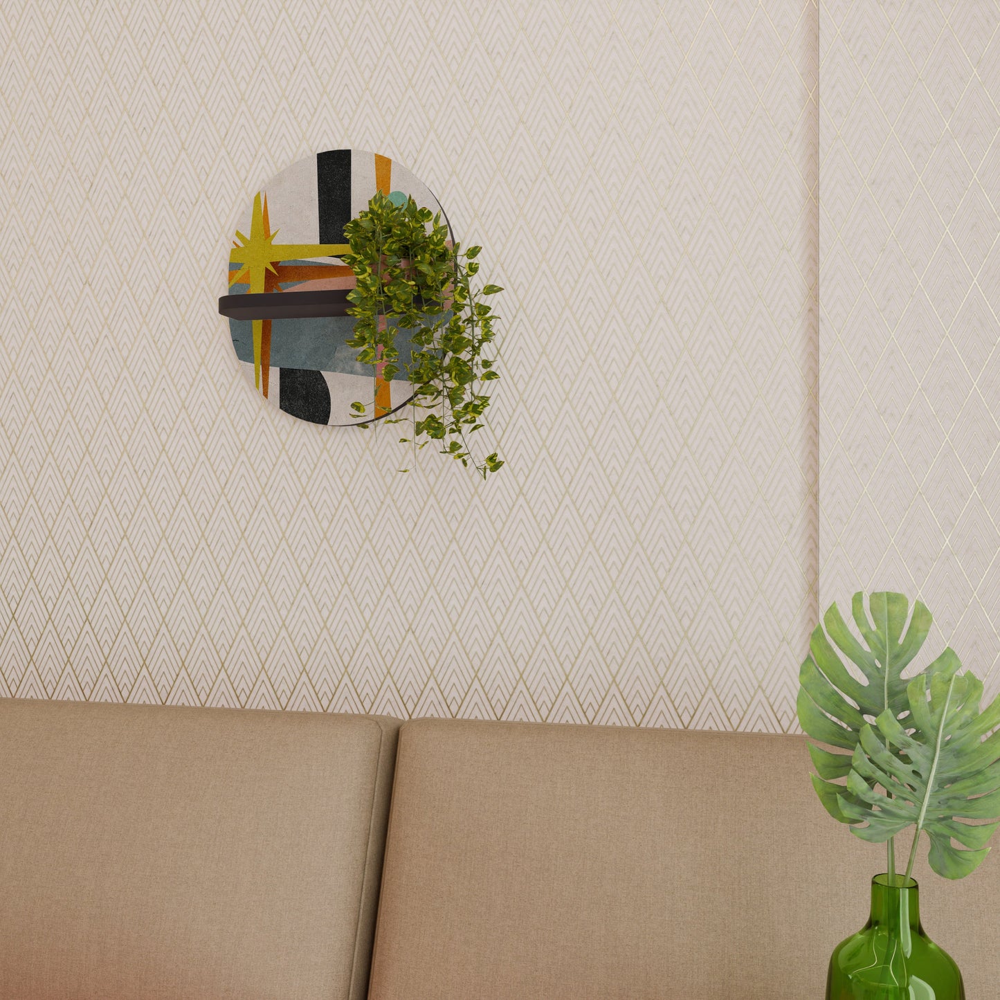 INTERSTELLAR VIBES Oval Art Shelf In Black Finish