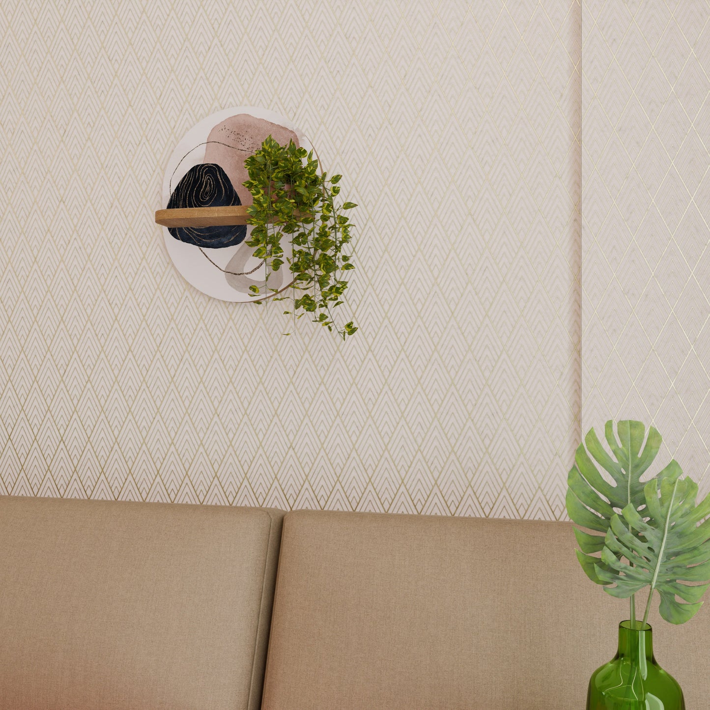 COLORFUL SHAPES Oval Art Shelf In Oak Effect