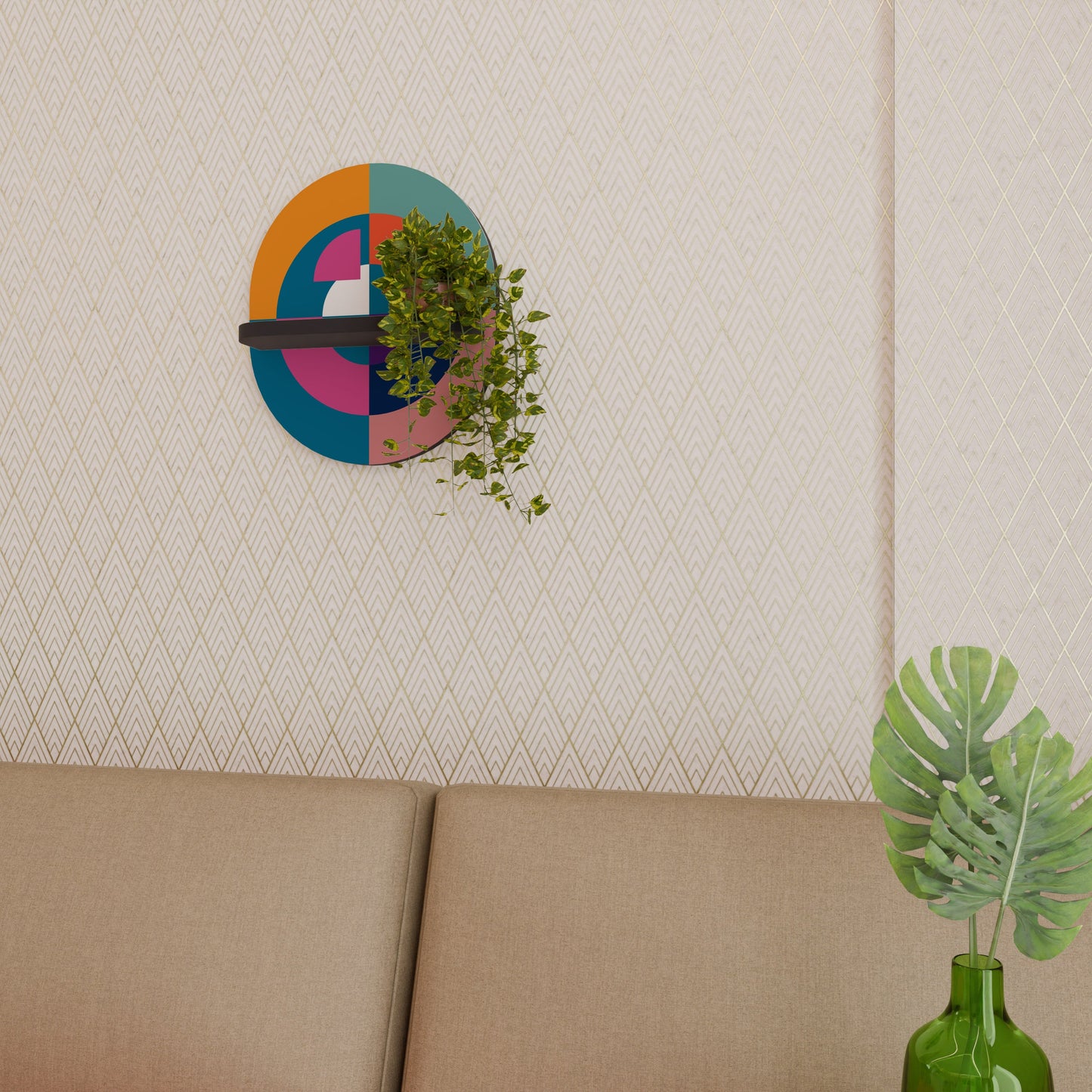 CREATING TOGETHER Mensola Ovale Decorativa con Finitura Nera