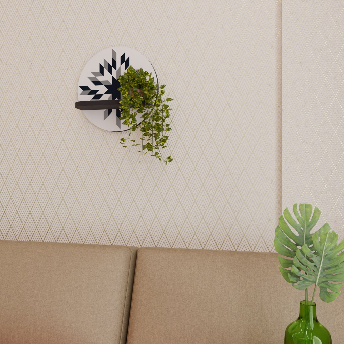 MOONLIT MOSAIC Mensola Rotonda Decorativa con Finitura Nera