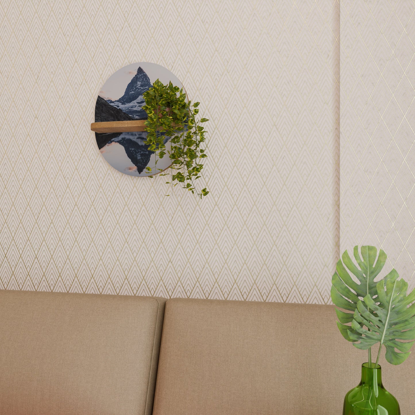 MEMORY OF MATTERHORN Mensola Ovale Decorativa in Effetto Rovere