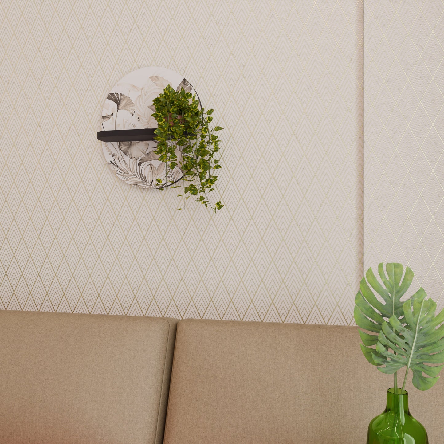 WILD TENDERNESS Oval Art Shelf In Black Finish