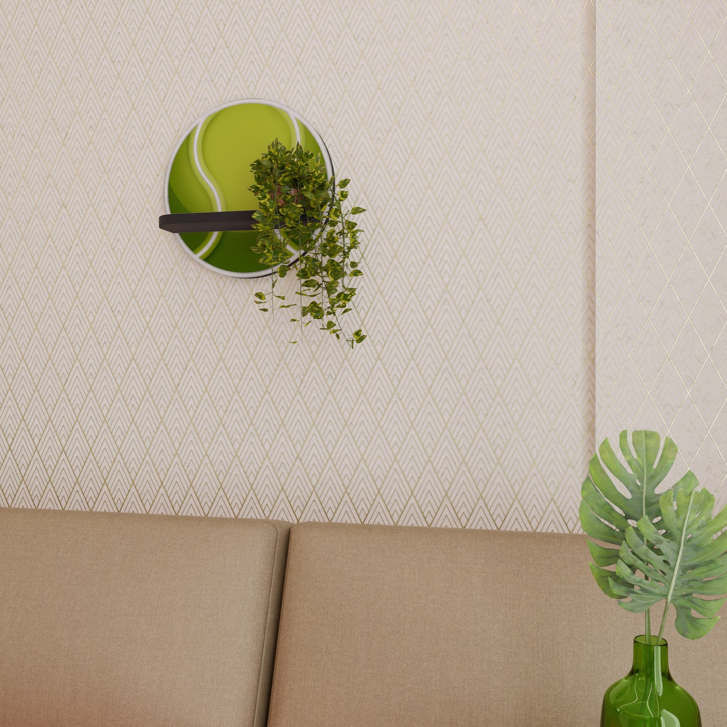 TENIS POINT Round Art Shelf In Black Finish