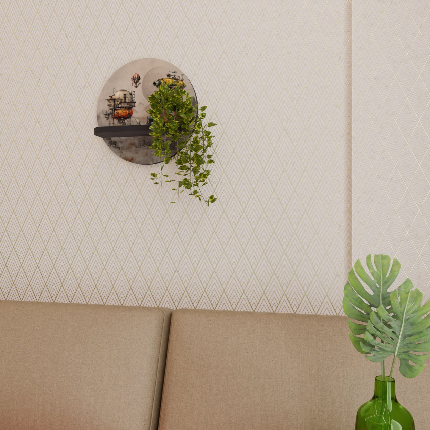 MACHINARIUM MACHINES Round Art Shelf In Black Finish