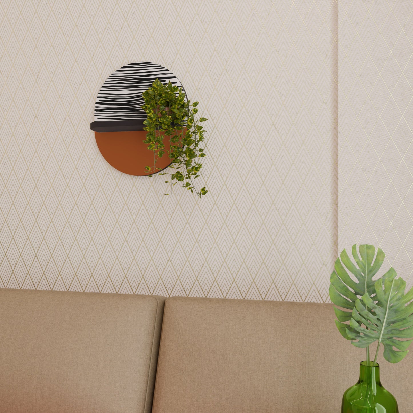 RADIANT ZEBRA Oval Art Shelf In Black Finish