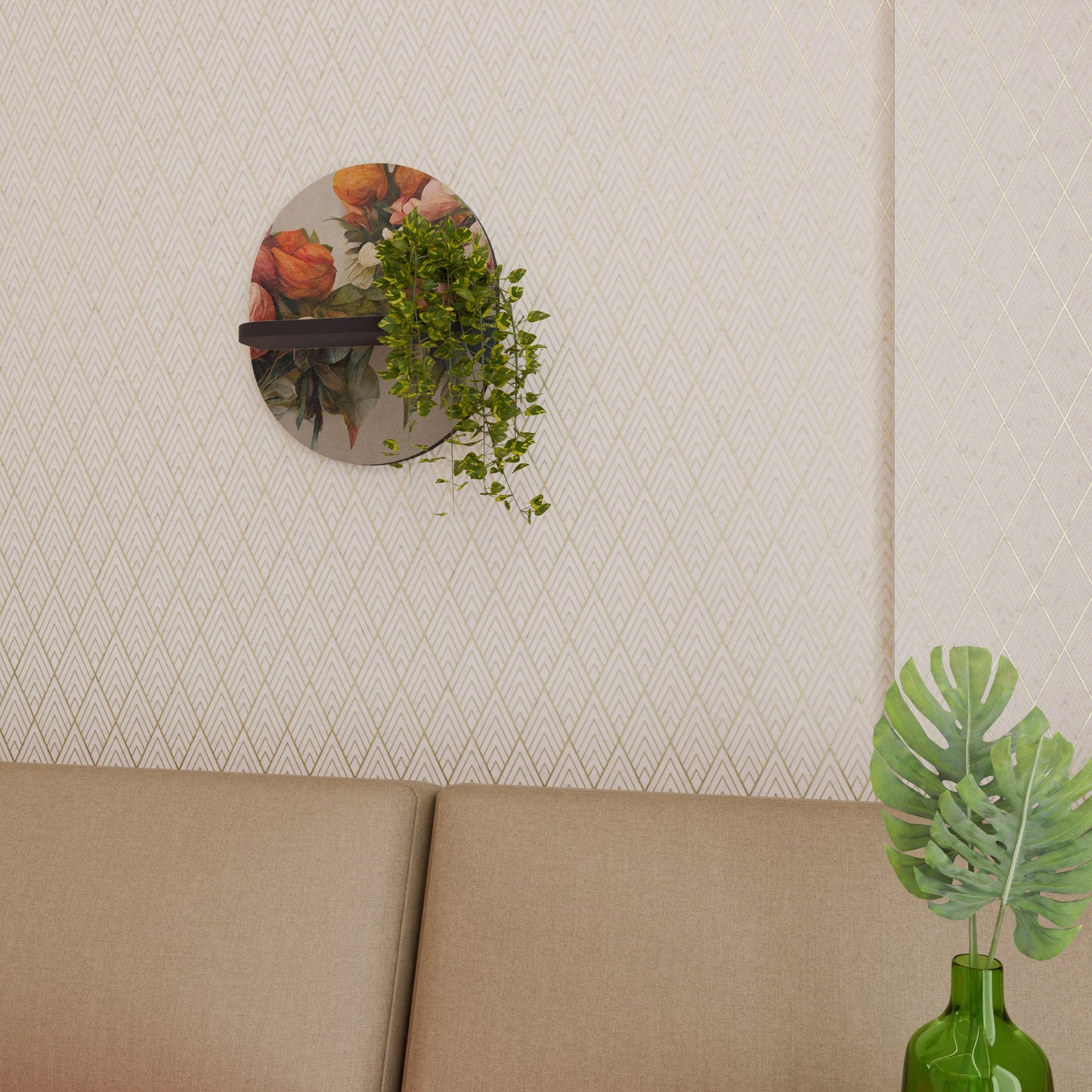 STYLISH BEAUTY Mensola Ovale Decorativa con Finitura Nera