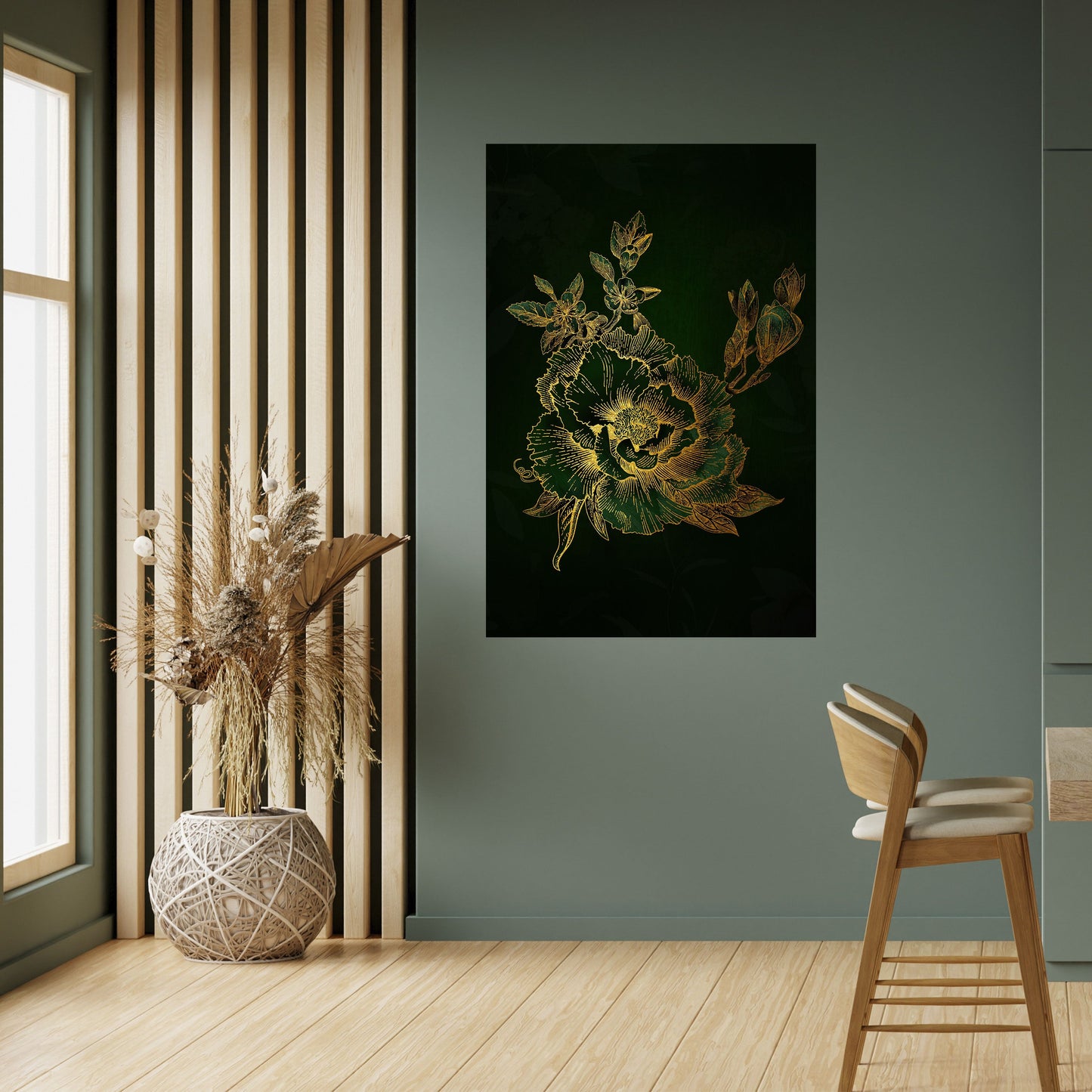 Poster verticale staccabile e attaccabile MIDNIGHT FLORAL GLIMMER