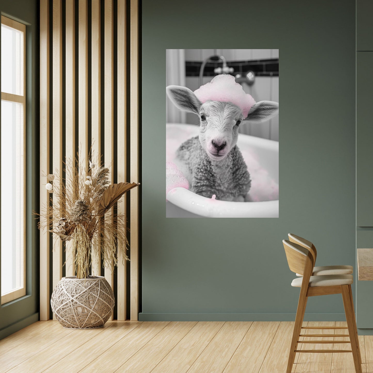 Poster verticale staccabile e attaccabile "Pink Cloud Bath Time"