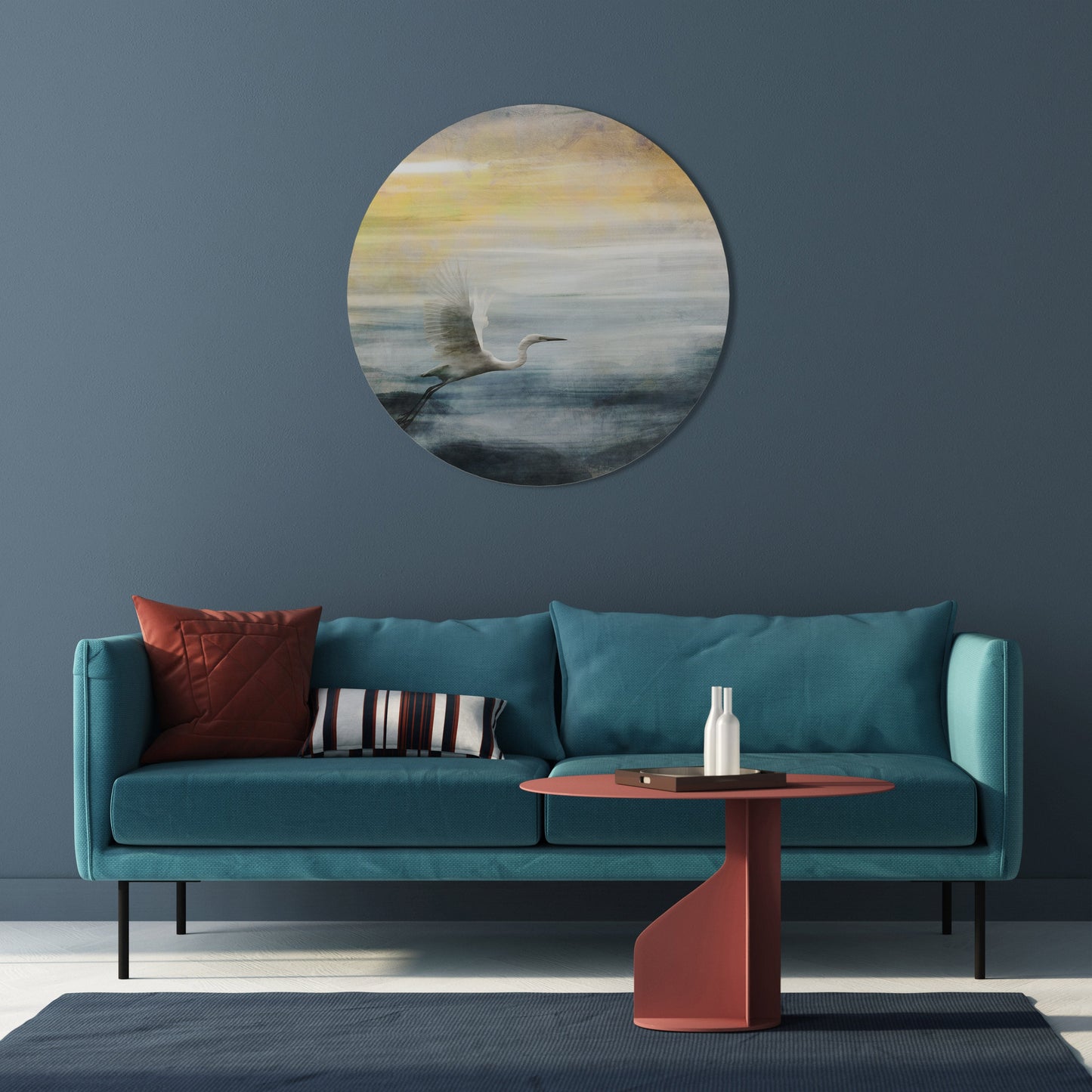 HERON IN FLY Decorazione da Parete Rotonda