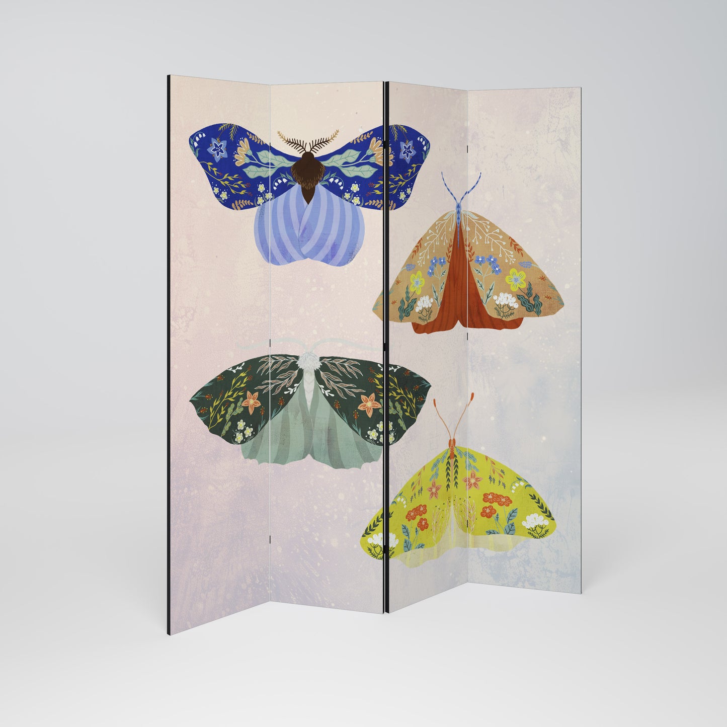 MOTH INTO THE LIGHT Decorative 4-Panel Room Divider