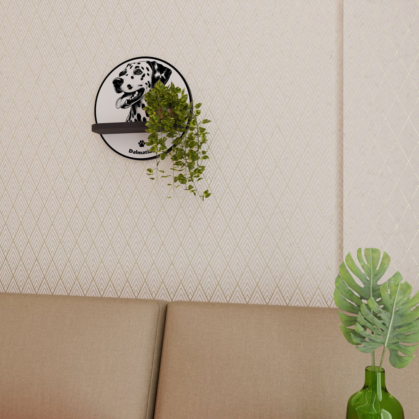 DALMATIAN DOG Mensola Rotonda Decorativa con Finitura Nera