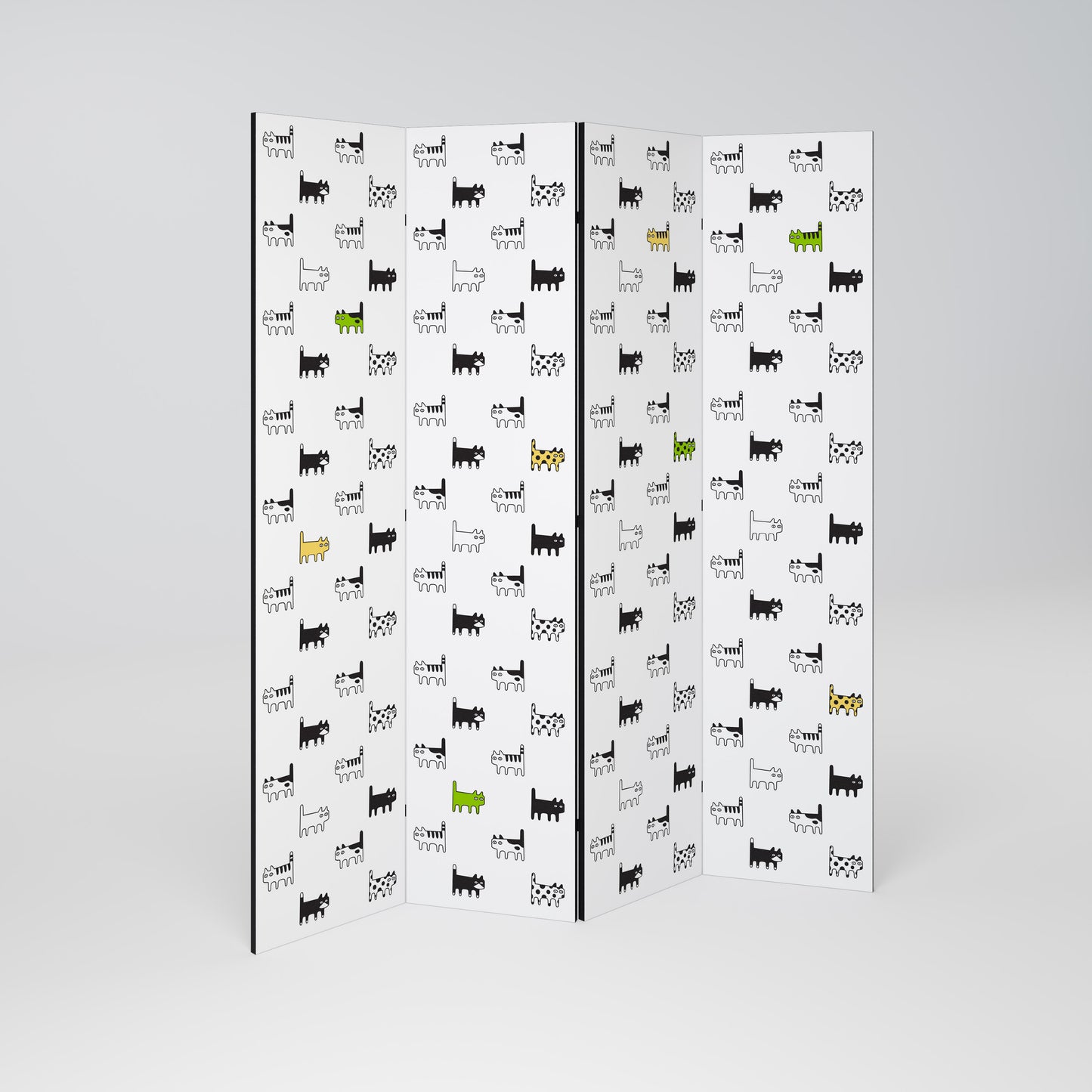 CATS COMPILATION Divisorio decorativo per ambienti a 4 pannelli