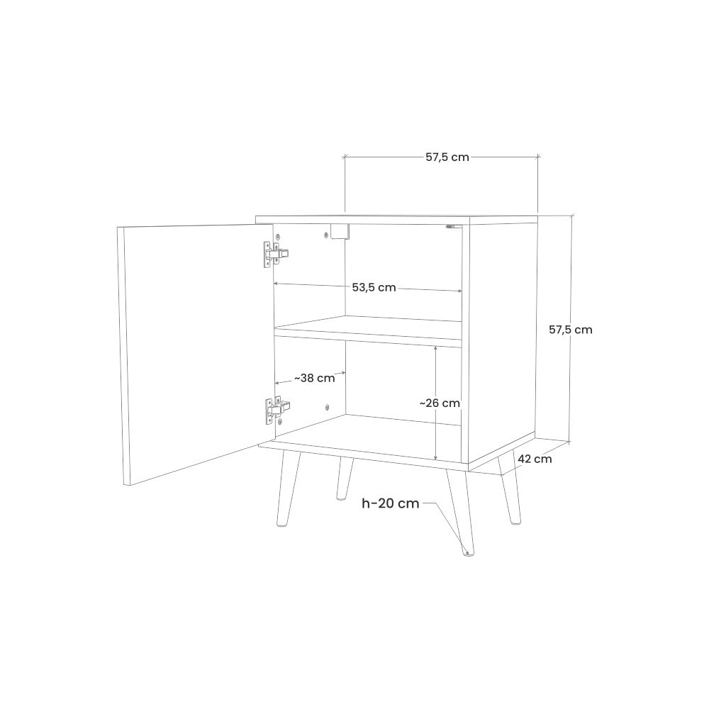 TESSELATED GREENERY 1-Door Sideboard in Oak Effect