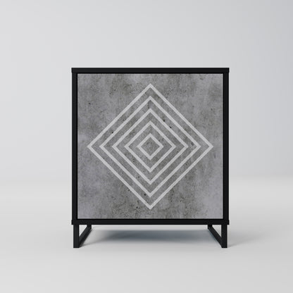 POLYGONAL ARTISTRY 1-Door Sideboard in Black Finish