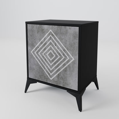 POLYGONAL ARTISTRY 1-Door Sideboard in Black Finish