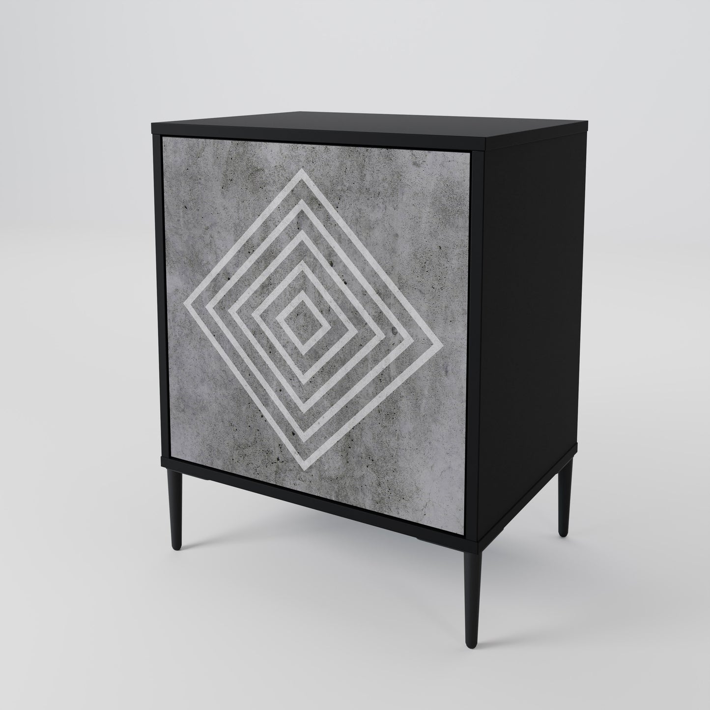 POLYGONAL ARTISTRY 1-Door Sideboard in Black Finish