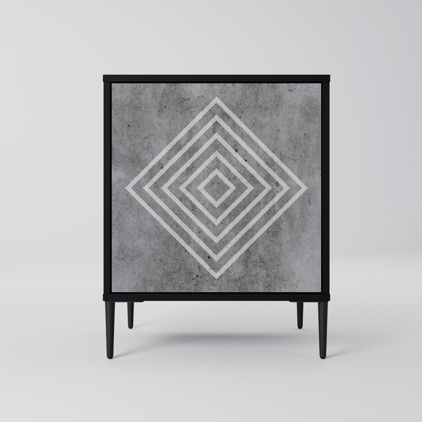 POLYGONAL ARTISTRY 1-Door Sideboard in Black Finish