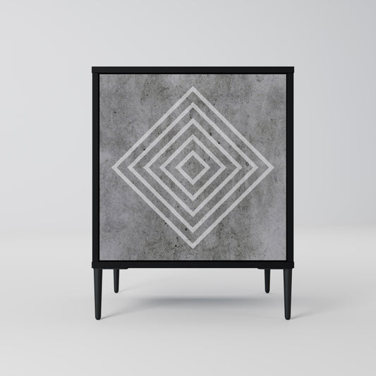 POLYGONAL ARTISTRY 1-Door Sideboard in Black Finish