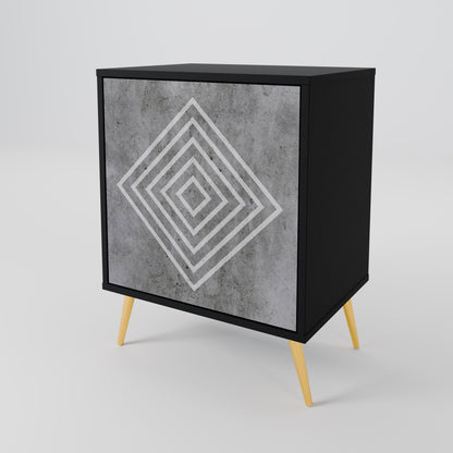 POLYGONAL ARTISTRY 1-Door Sideboard in Black Finish