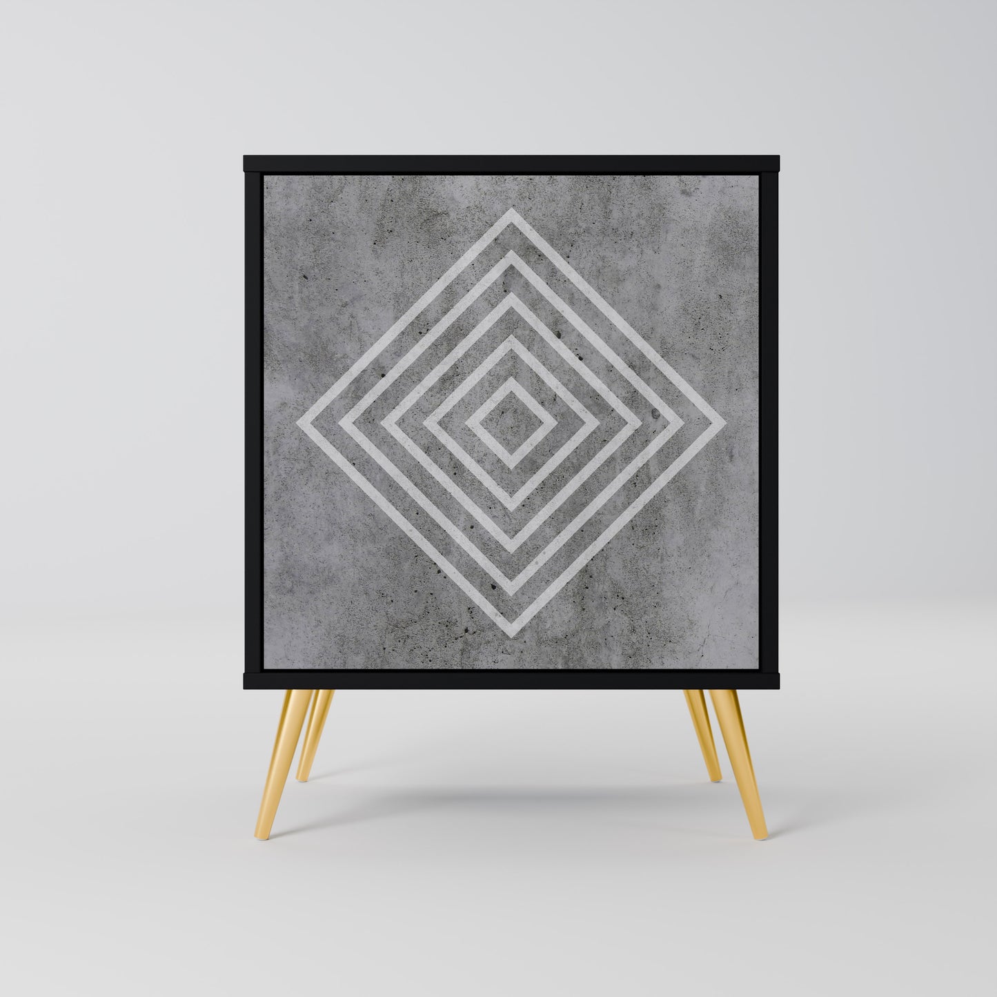 POLYGONAL ARTISTRY 1-Door Sideboard in Black Finish