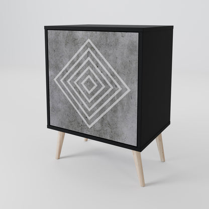 POLYGONAL ARTISTRY 1-Door Sideboard in Black Finish