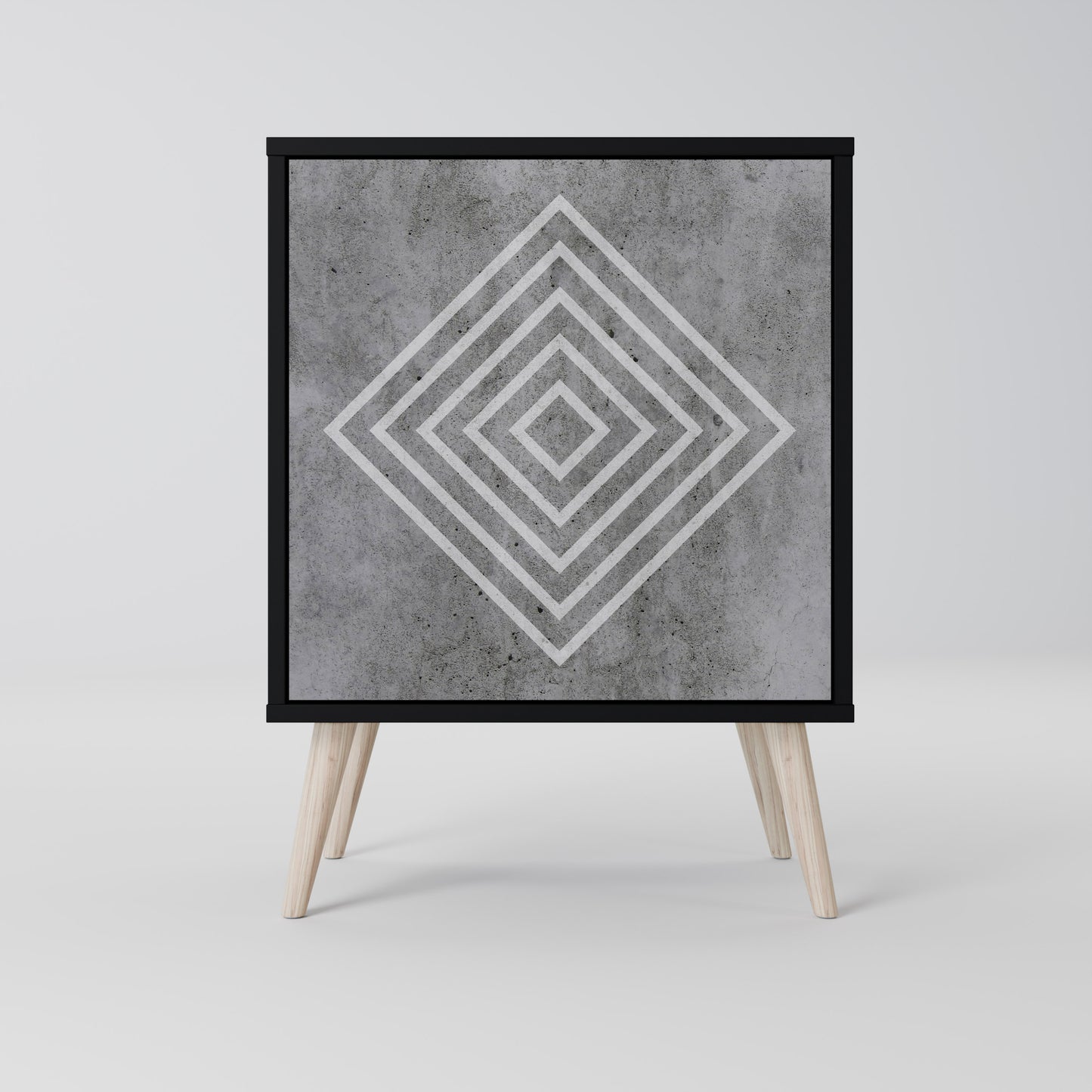 POLYGONAL ARTISTRY 1-Door Sideboard in Black Finish