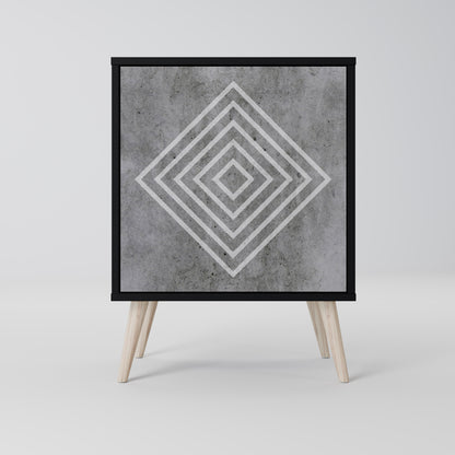 POLYGONAL ARTISTRY 1-Door Sideboard in Black Finish