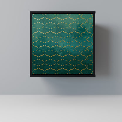 TESSELATED GREENERY 1-Door Sideboard in Black Finish