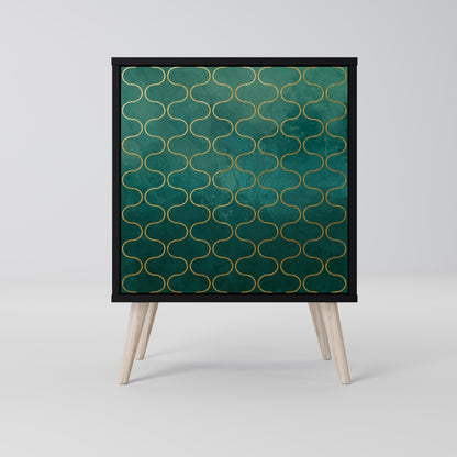 TESSELATED GREENERY 1-Door Sideboard in Black Finish