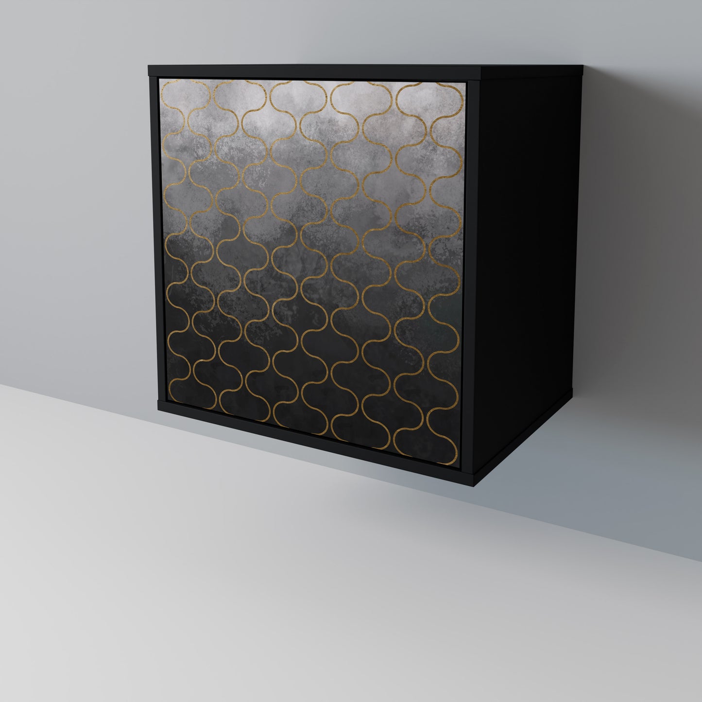 TESSELATED GRAYISH 1-Door Sideboard in Black Finish