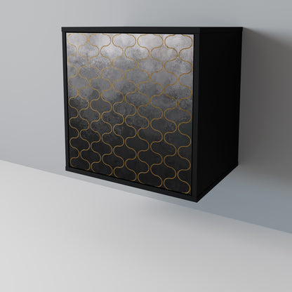 TESSELATED GRAYISH 1-Door Sideboard in Black Finish