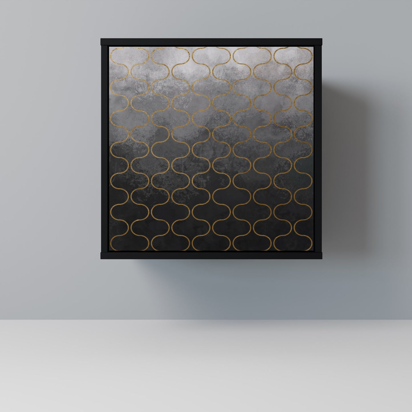 TESSELATED GRAYISH 1-Door Sideboard in Black Finish