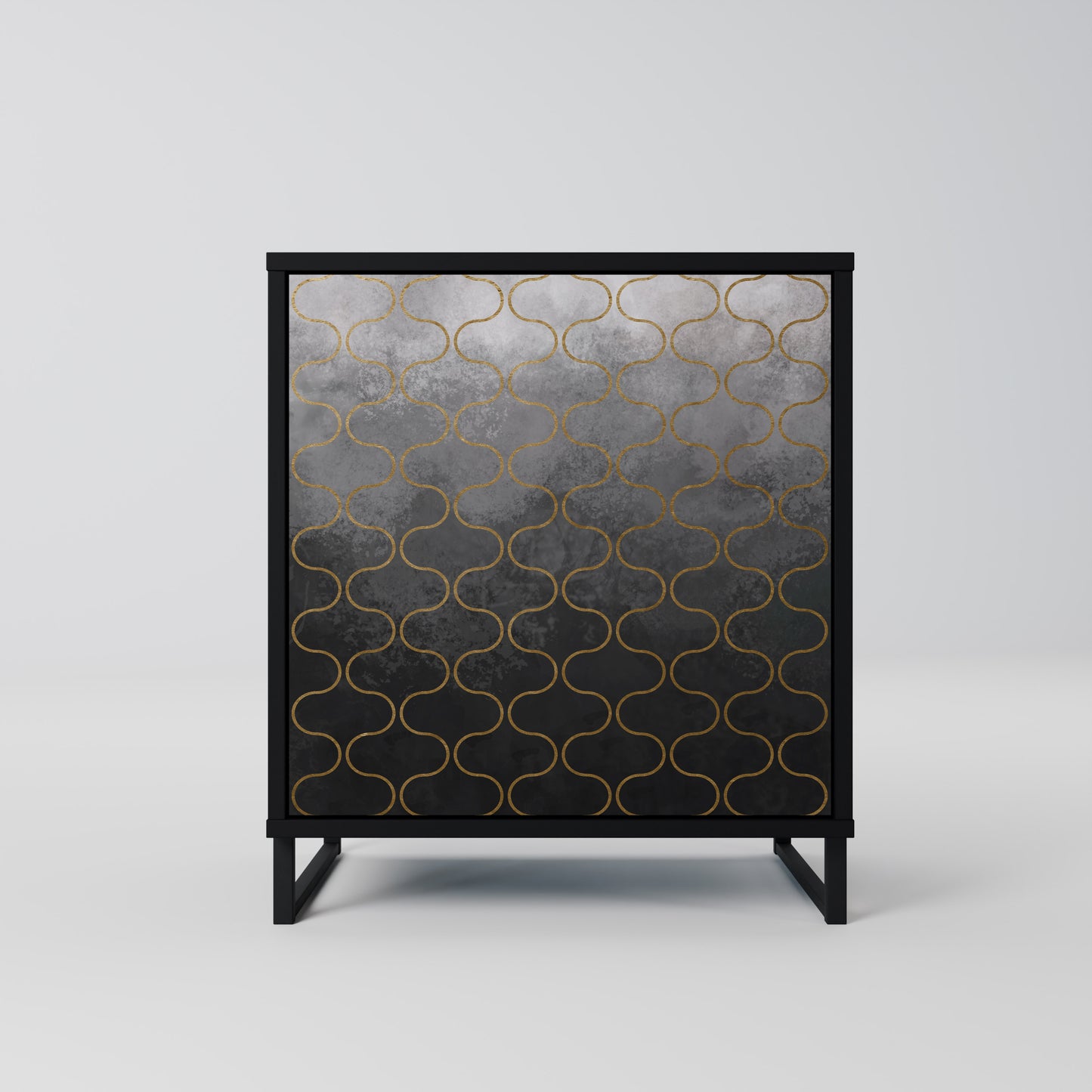 TESSELATED GRAYISH 1-Door Sideboard in Black Finish