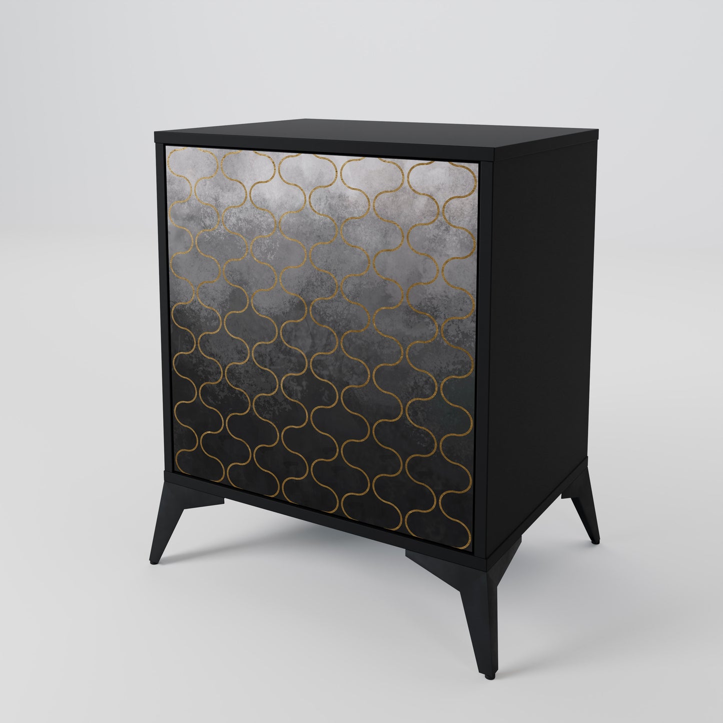 TESSELATED GRAYISH 1-Door Sideboard in Black Finish