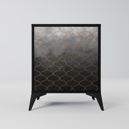 TESSELATED GRAYISH 1-Door Sideboard in Black Finish