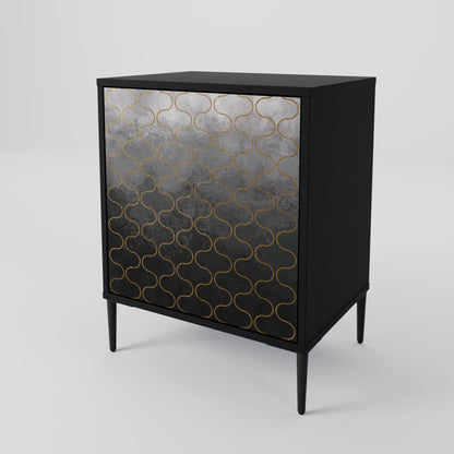 TESSELATED GRAYISH 1-Door Sideboard in Black Finish