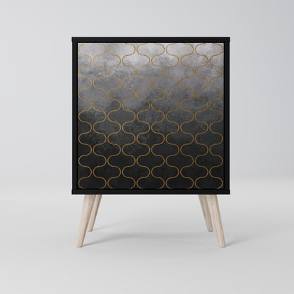 TESSELATED GRAYISH 1-Door Sideboard in Black Finish