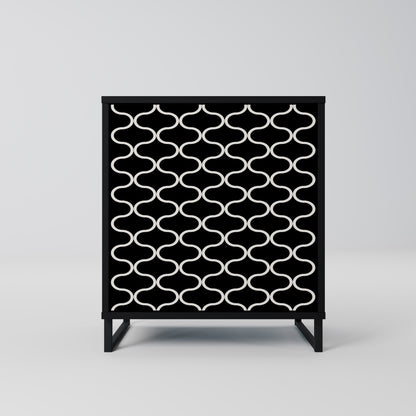 TESSELATED BLACKNESS 1-Door Sideboard in Black Finish